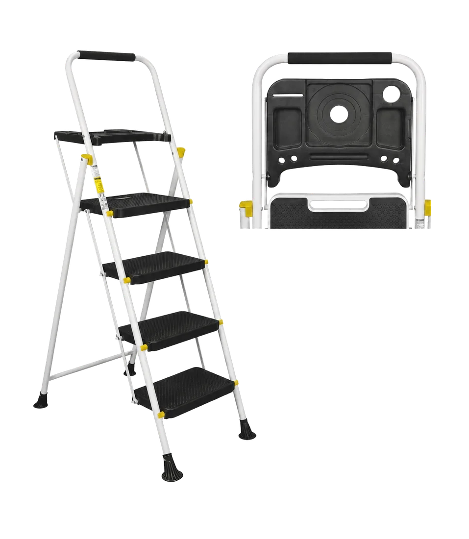 SCALETTA WHITE MAX PLUS 4 GRADINI CON VASCHETTA PORTATTREZZI